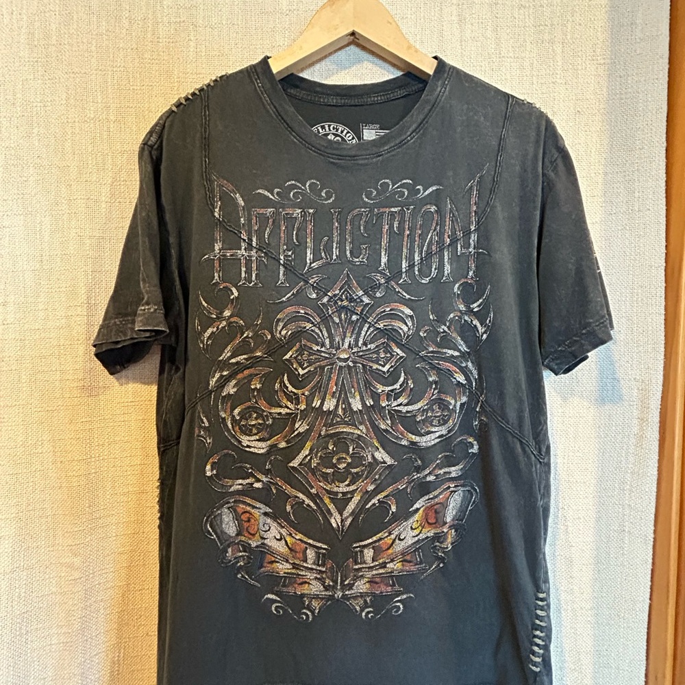 Affliction Men's Charcoal Graphic Tee